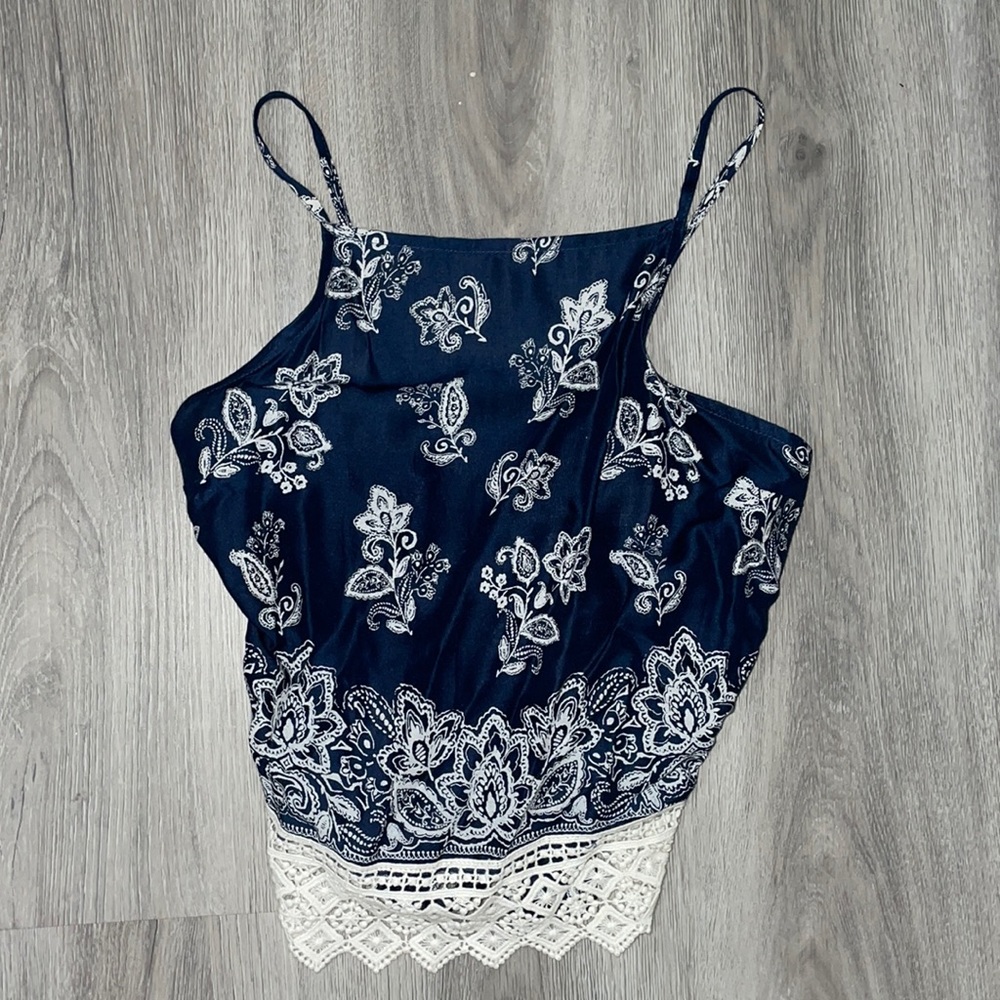 Silk Floral halter neck open back tank